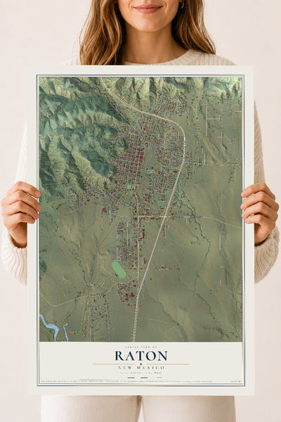 Map of Raton, New Mexico, 18 x 24 inch unframed archival matte print