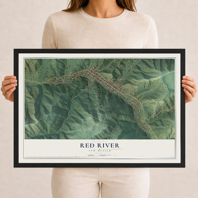Map of Red River, New Mexico, 12 x 18 inch print in a black wood frame