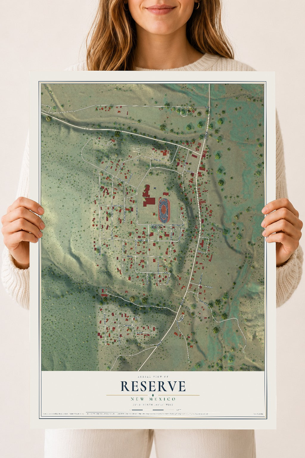 Map of Reserve, New Mexico, 18 x 24 inch unframed archival matte print