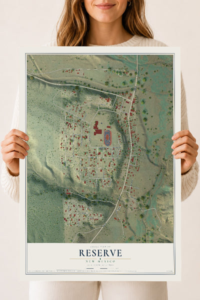 Map of Reserve, New Mexico, 18 x 24 inch unframed archival matte print