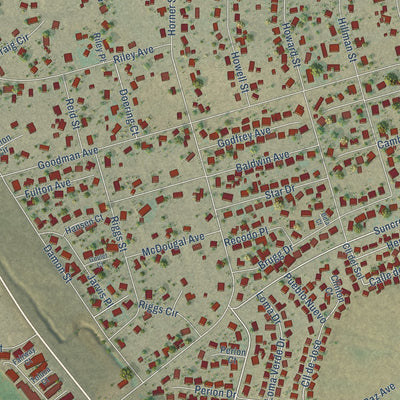 Close-up of the map of Rio Communities, New Mexico print showing street and building detail