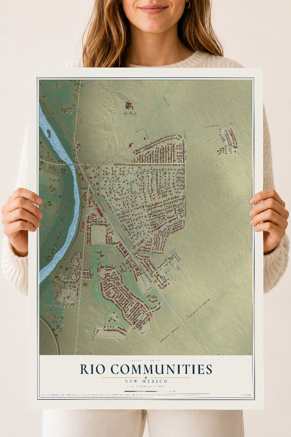 Map of Rio Communities, New Mexico, 18 x 24 inch unframed archival matte print