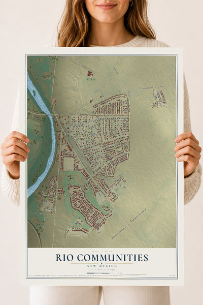 Map of Rio Communities, New Mexico, 18 x 24 inch unframed archival matte print