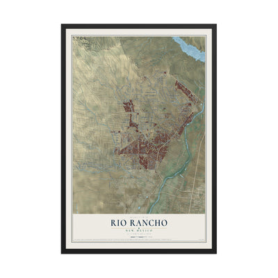 Map of Rio Rancho, New Mexico, 12 x 18 inch print in a black wood frame