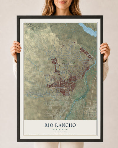 Map of Rio Rancho, New Mexico, 24 x 36 inch print in a black wood frame