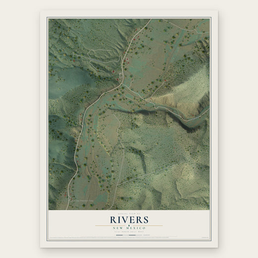 Rivers, New Mexico map print, the full design