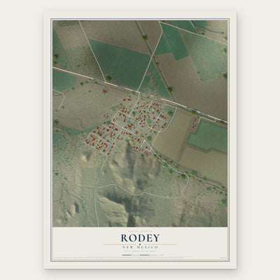 Rodey, New Mexico map print, the full design