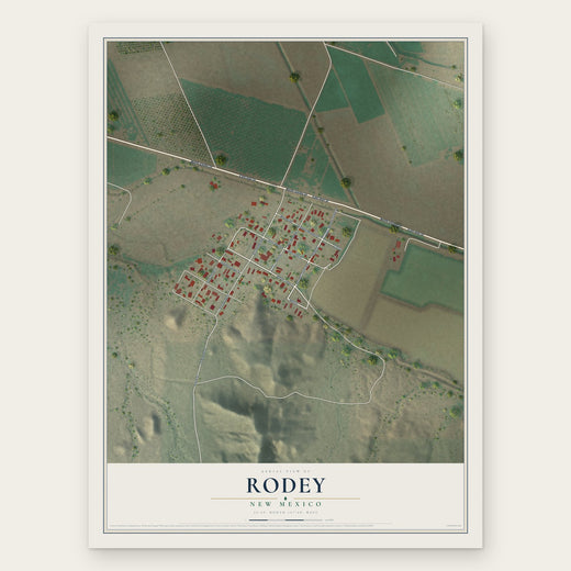 Rodey, New Mexico map print, the full design