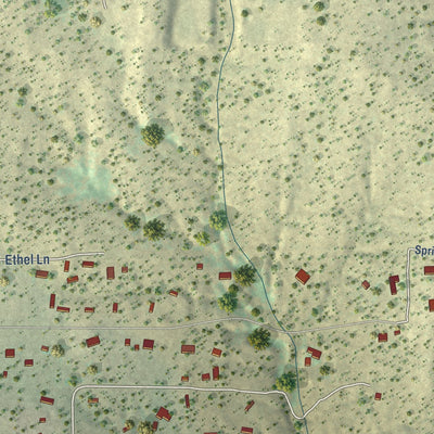 Close-up of the map of Rosedale, New Mexico print showing street and building detail