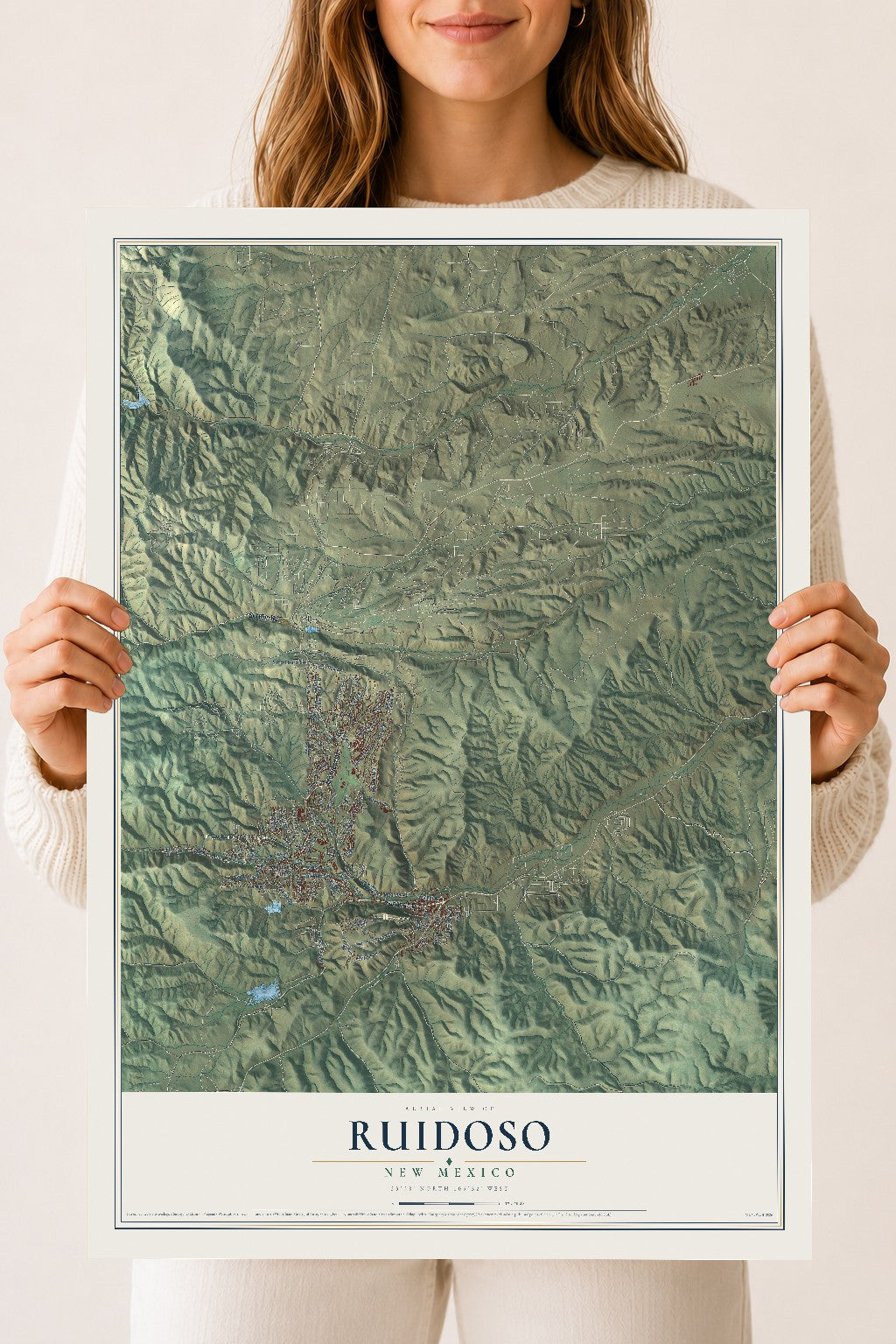 Map of Ruidoso, New Mexico, 18 x 24 inch unframed archival matte print