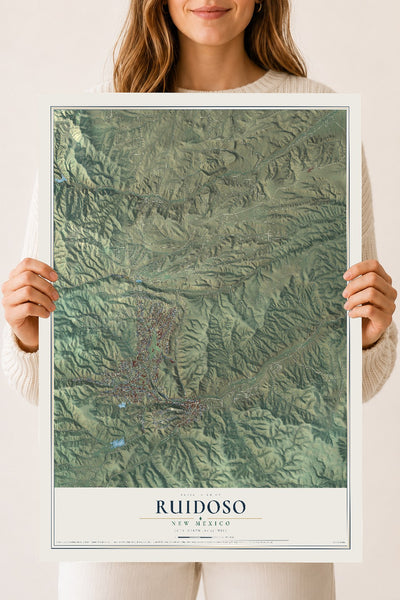 Map of Ruidoso, New Mexico, 18 x 24 inch unframed archival matte print