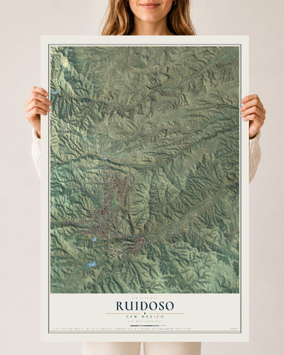 Map of Ruidoso, New Mexico, 24 x 36 inch unframed archival matte print