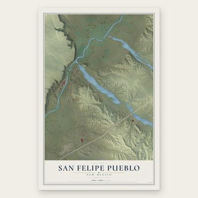San Felipe Pueblo, New Mexico map print, the full design