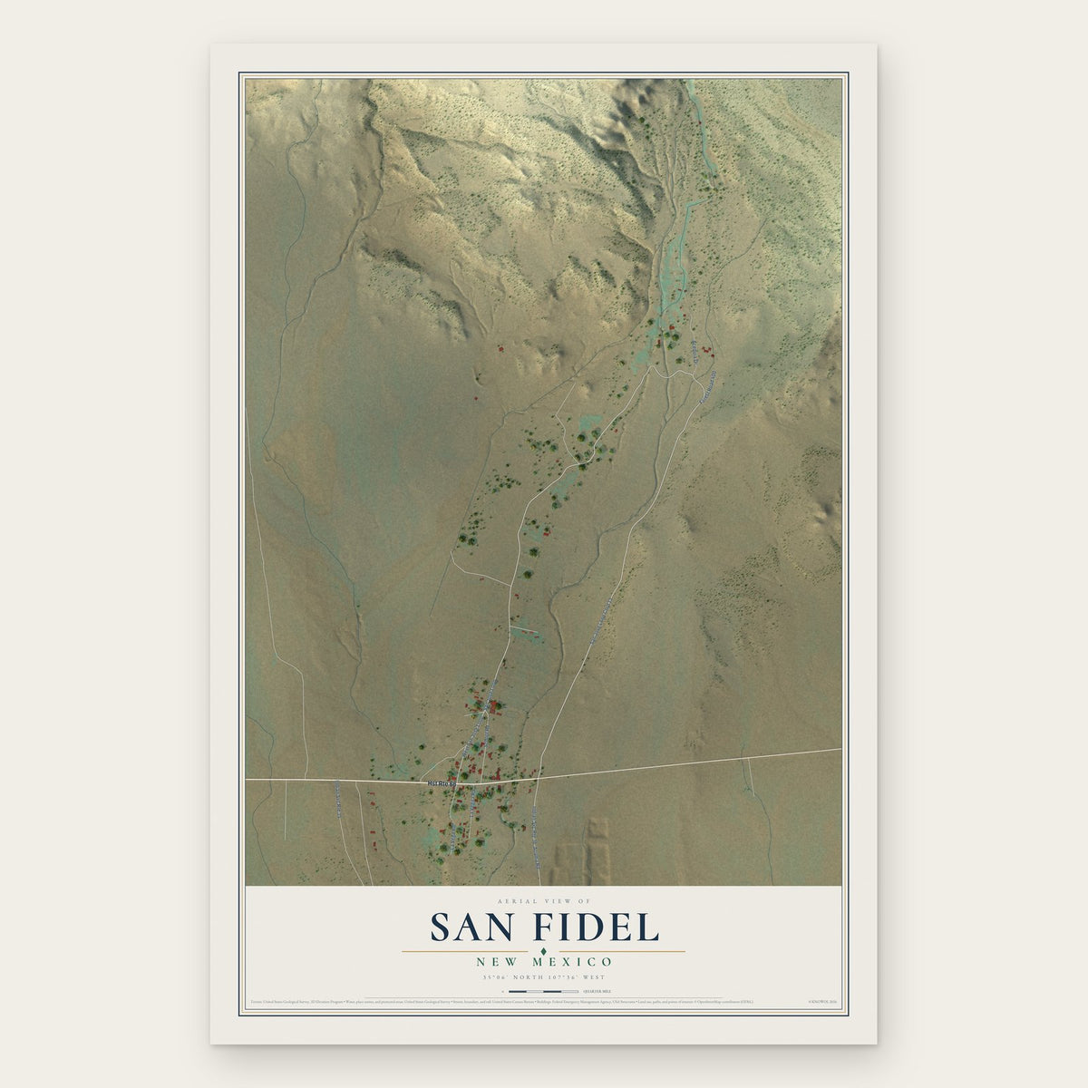 San Fidel, New Mexico map print, the full design