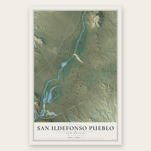San Ildefonso Pueblo, New Mexico map print, the full design