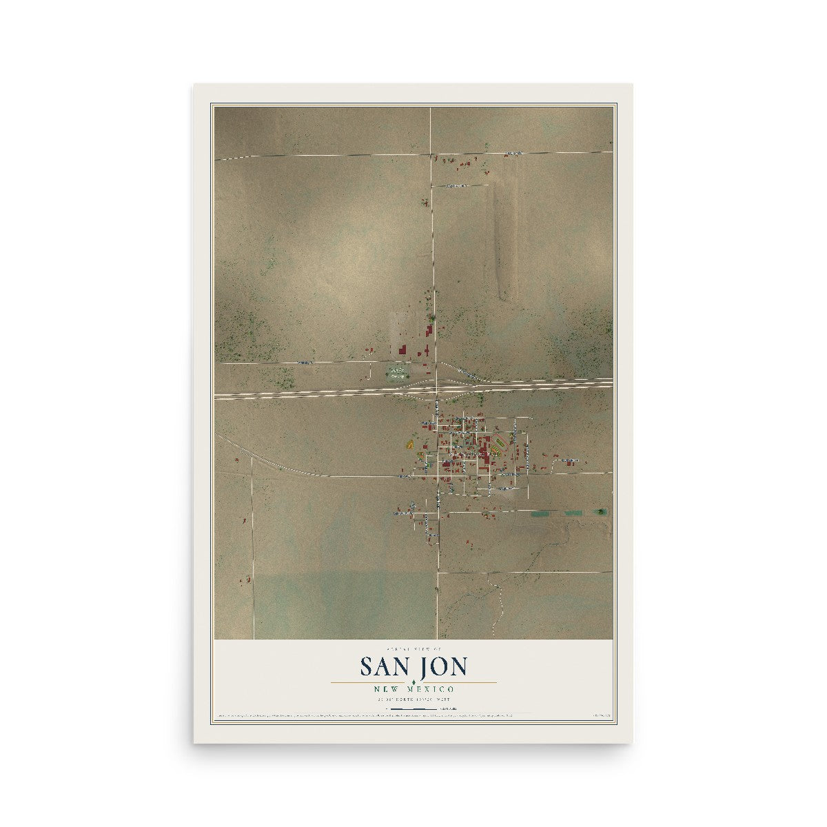 Map of San Jon, New Mexico, 12 x 18 inch unframed archival matte print