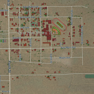 Close-up of the map of San Jon, New Mexico print showing street and building detail