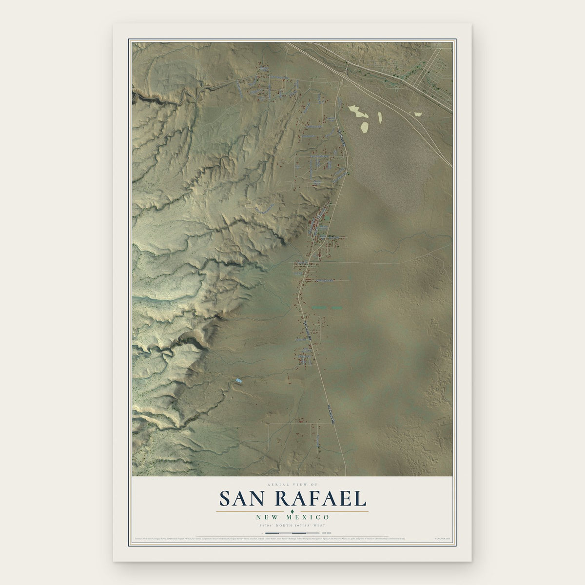 San Rafael, New Mexico map print, the full design