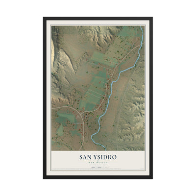 Map of San Ysidro, New Mexico, 12 x 18 inch print in a black wood frame