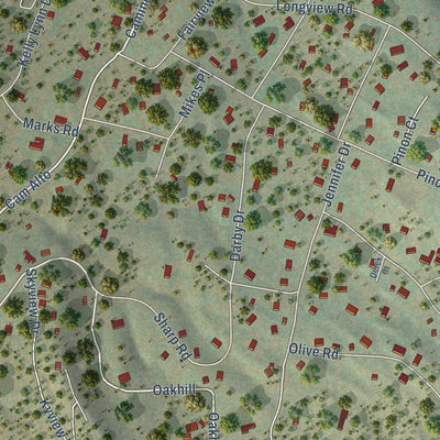 Close-up of the map of Sandia Knolls, New Mexico print showing street and building detail