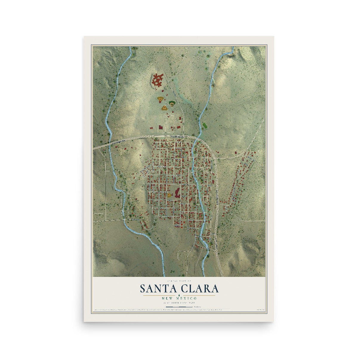 Map of Santa Clara, New Mexico, 12 x 18 inch unframed archival matte print