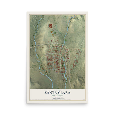 Map of Santa Clara, New Mexico, 12 x 18 inch unframed archival matte print