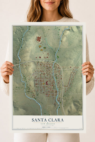 Map of Santa Clara, New Mexico, 18 x 24 inch unframed archival matte print