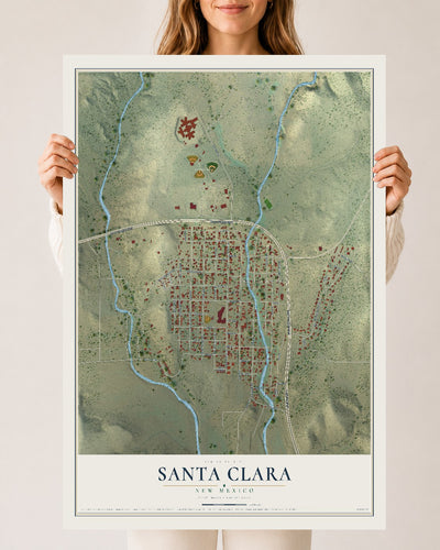 Map of Santa Clara, New Mexico, 24 x 36 inch unframed archival matte print