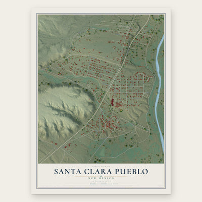 Santa Clara Pueblo, New Mexico map print, the full design
