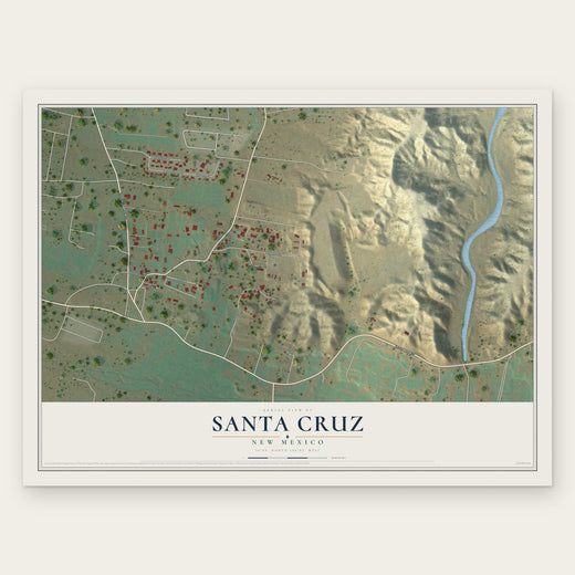 Santa Cruz, New Mexico map print, the full design