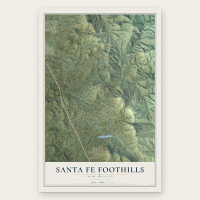 Santa Fe Foothills, New Mexico map print, the full design