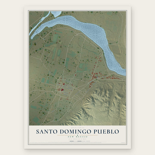 Santo Domingo Pueblo, New Mexico map print, the full design