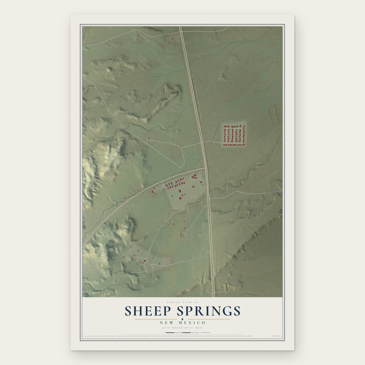 Sheep Springs, New Mexico map print, the full design