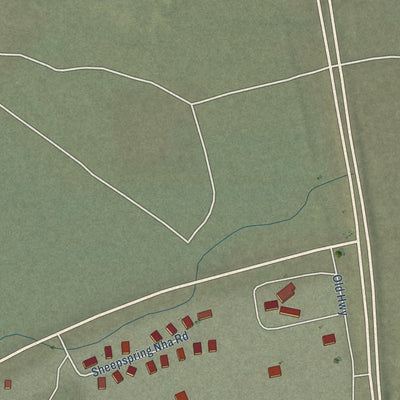 Close-up of the map of Sheep Springs, New Mexico print showing street and building detail