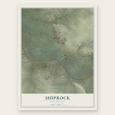 Shiprock, New Mexico map print, the full design
