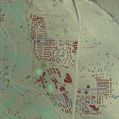 Close-up of the map of Shiprock, New Mexico print showing street and building detail