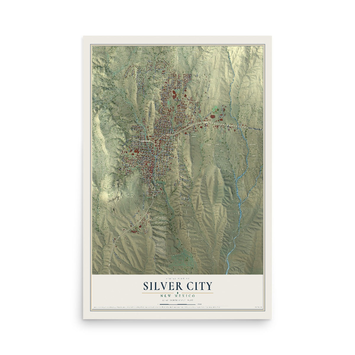 Map of Silver City, New Mexico, 12 x 18 inch unframed archival matte print
