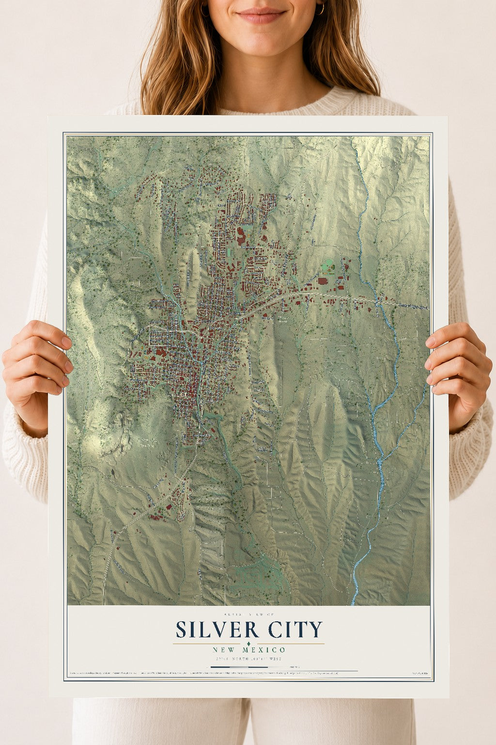 Map of Silver City, New Mexico, 18 x 24 inch unframed archival matte print