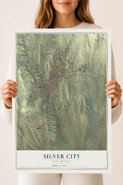 Map of Silver City, New Mexico, 18 x 24 inch unframed archival matte print