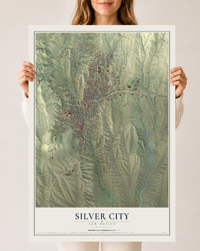 Map of Silver City, New Mexico, 24 x 36 inch unframed archival matte print