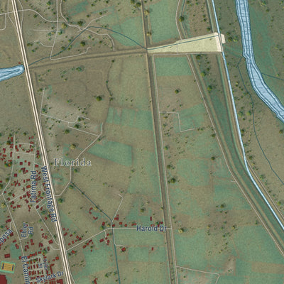 Second close-up of the map of Socorro, New Mexico print showing more streets and buildings