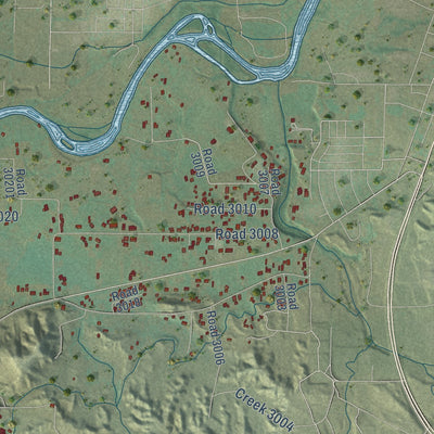 Close-up of the map of South River, New Mexico print showing street and building detail
