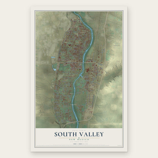 South Valley, New Mexico map print, the full design