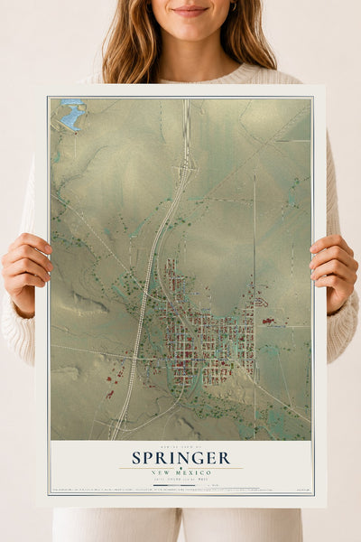Map of Springer, New Mexico, 18 x 24 inch unframed archival matte print