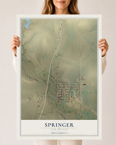 Map of Springer, New Mexico, 24 x 36 inch unframed archival matte print