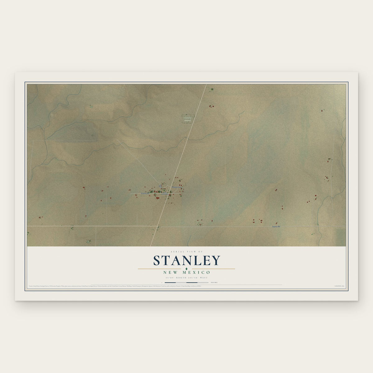 Stanley, New Mexico map print, the full design