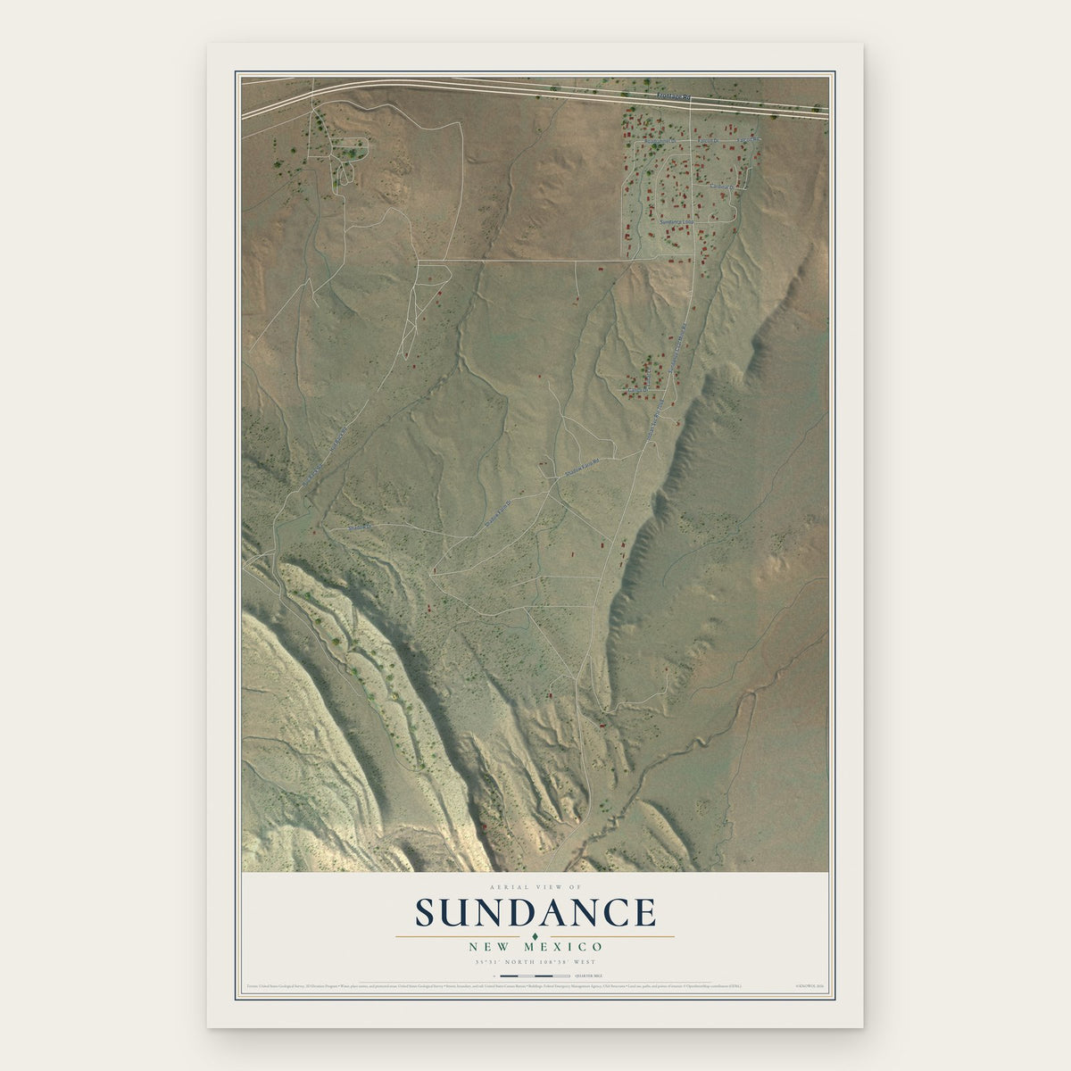 Sundance, New Mexico map print, the full design