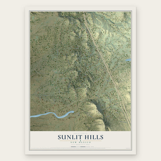 Sunlit Hills, New Mexico map print, the full design