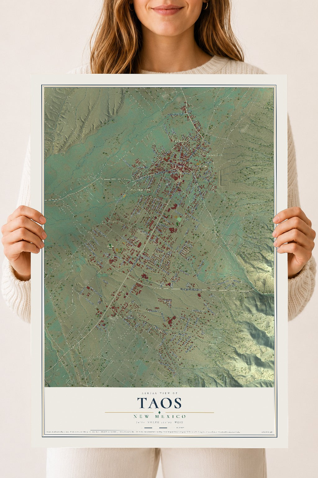 Map of Taos, New Mexico, 18 x 24 inch unframed archival matte print