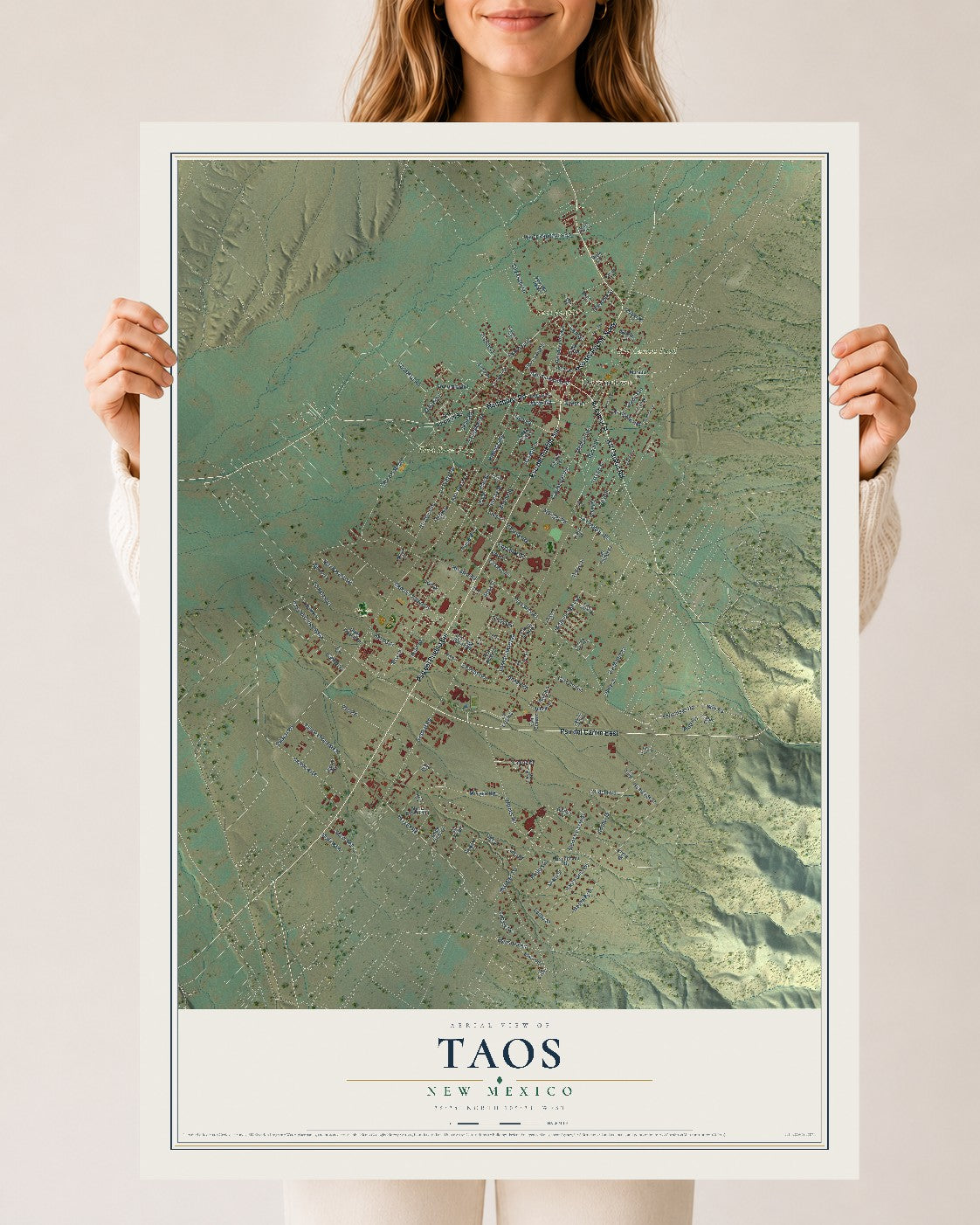 Map of Taos, New Mexico, 24 x 36 inch unframed archival matte print